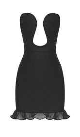 TRÄGERLOSES BANDAGE-MINIKLEID IN SCHWARZ